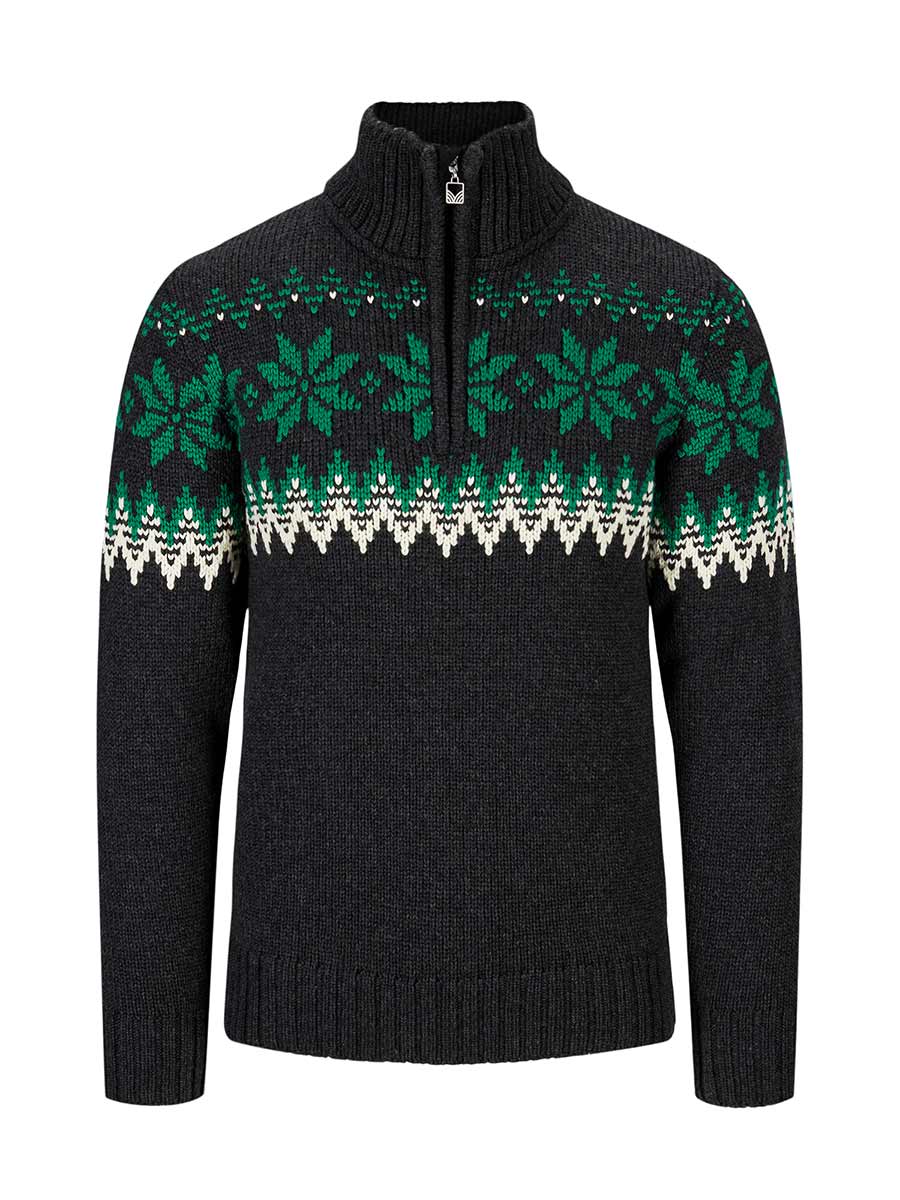 Myking Sweater mens dark charcoal/bright green/off whit