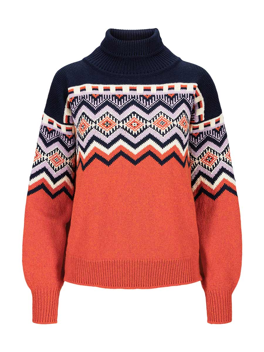 Randberg Sweater womens orange/navy/lavender